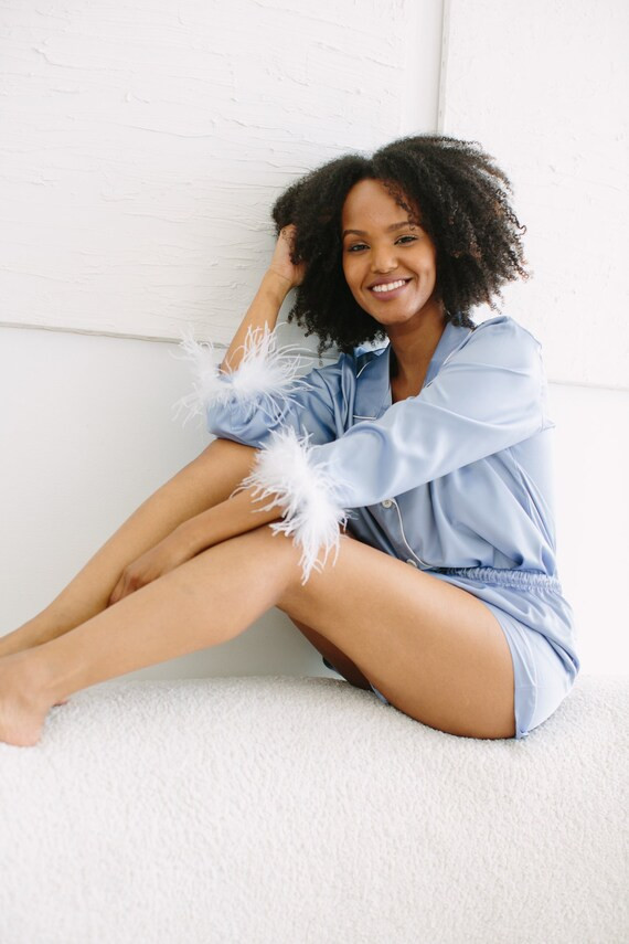 2pc Long Sleeve and Shorts Bridesmaid Pajama Matching Satin | Etsy | Etsy (US)