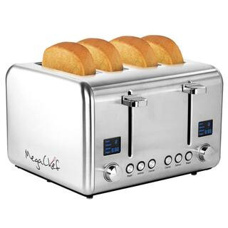 1800W 4-Slice Stainless Steel Silver Wide Slot Toaster | The Home Depot