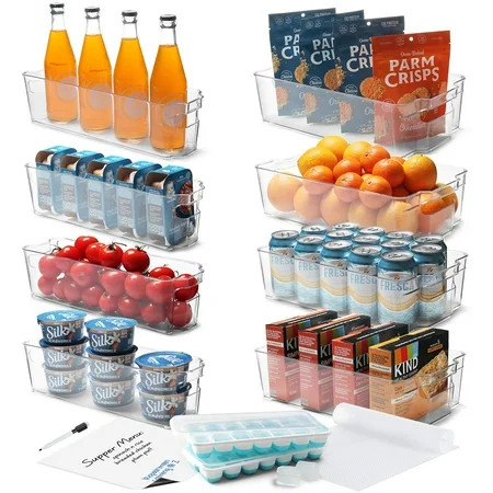 StorageBud Fridge Organizer - 16 Piece Refrigerator Organizer Bins - Stackable Freezer Organizer - Clear Refrigerator Organizer - 2 Size Acrylic Fridge Bins | Walmart (US)