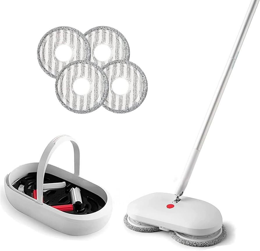 Cordless Electric Spin Mop Power Mop with 4 Floor Scrubber Pads/Automatic Cleaning Bucket/Water S... | Amazon (US)