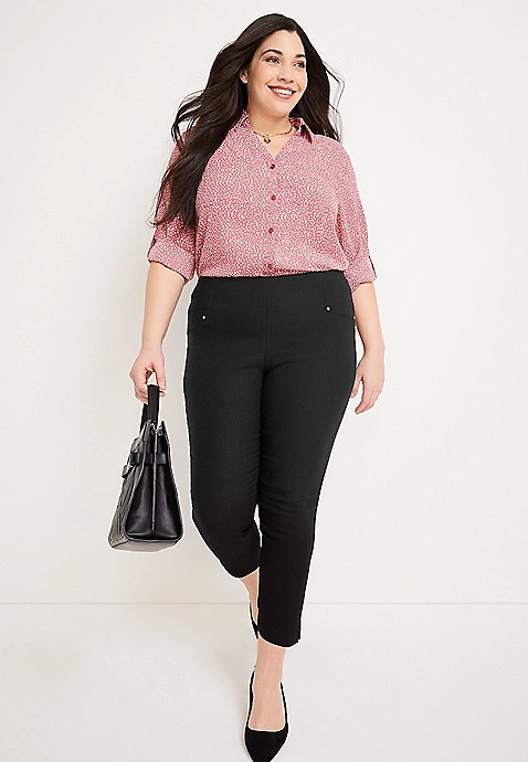 Plus Size Bengaline Textured Cropped Dress Pant | Maurices
