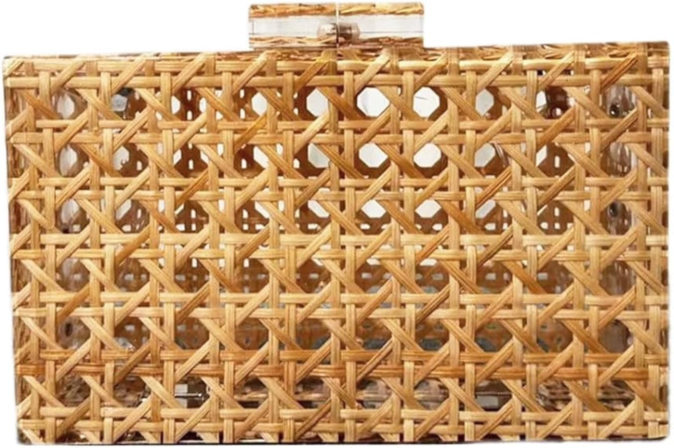 Women Acrylic Bag Rattan Clutch Purse Woven Bag Square Box Crossbody Handbag Shoulder Bag Summer ... | Amazon (US)