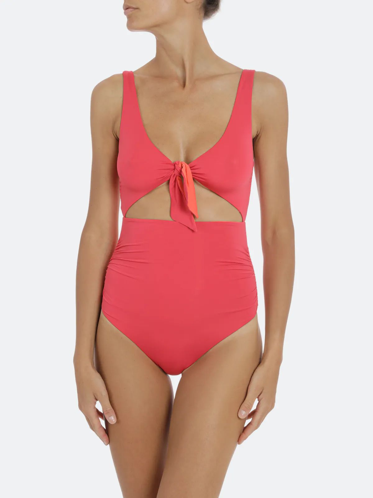 Contrast Ruching Reversible Bk1 Wrap One Piece Swimsuit | Verishop