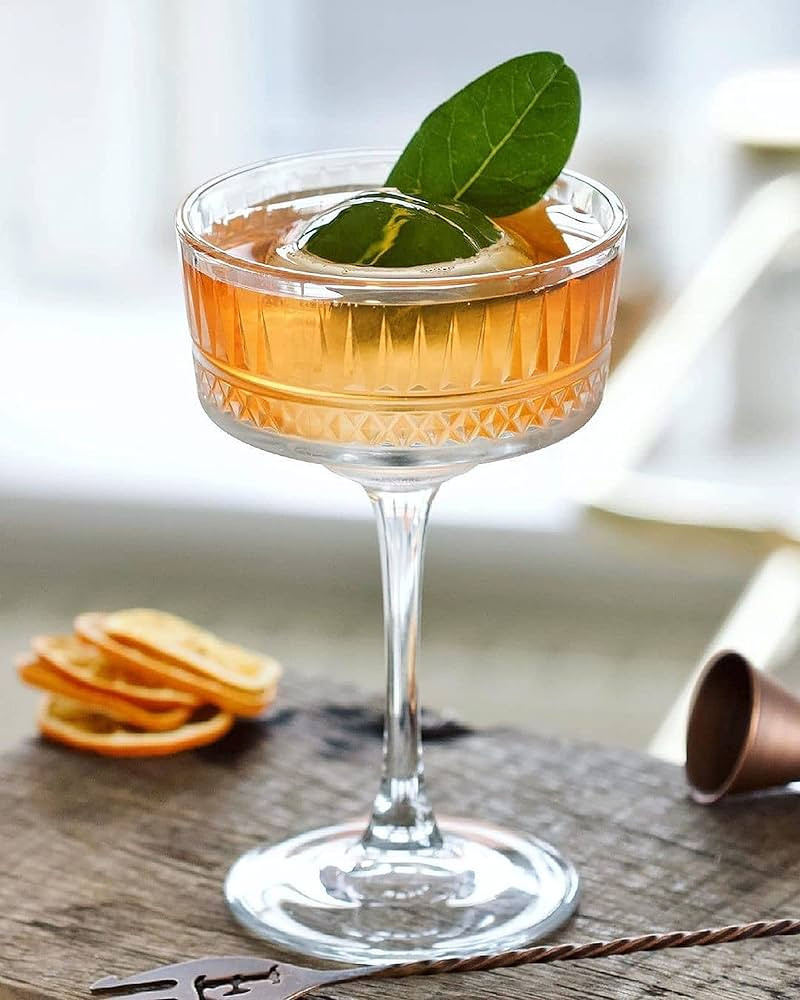 Decoret Elysia Series Glass Champagne&Cocktail 9.0 Oz., Set of 4 Etched Glasses - Stemmed, Dishwa... | Amazon (US)