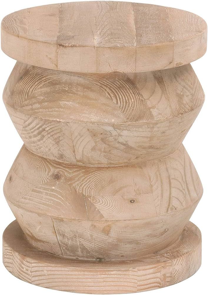 Benjara Round Top Wooden Accent Table with Faceted Design Base, Brown | Amazon (US)