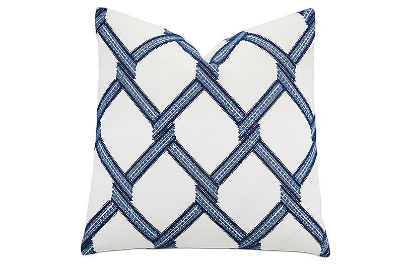 Swift 20x20 Pillow, Blue/White | One Kings Lane