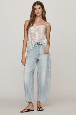 Good American Vintage High-Rise Barrel Ankle Jeans | Anthropologie (US)