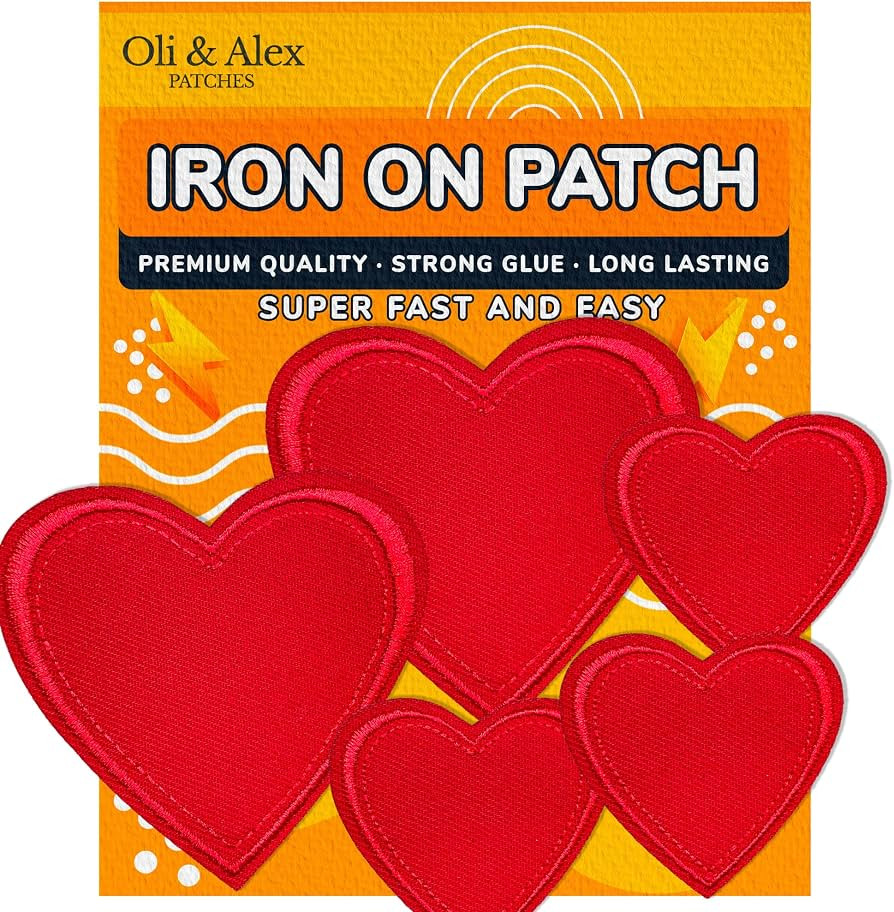 Iron On Patches - Red Heart Patch Extra Strong Glue 5 pcs Iron On Patch - Embroidered Applique A-... | Amazon (US)