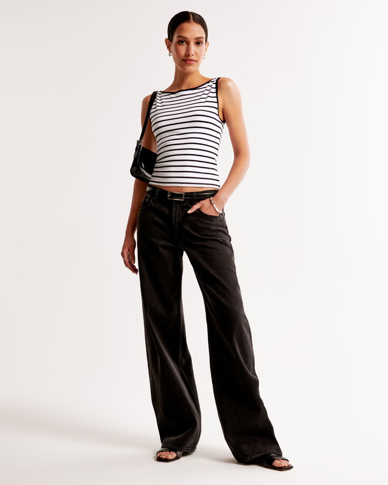 Women's Cotton-Blend Seamless Fabric Boatneck Top | Women's | Abercrombie.com | Abercrombie & Fitch (US)