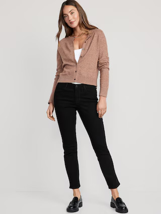 Mid-Rise Power Slim Straight Black Jeans for Women | Old Navy (US)