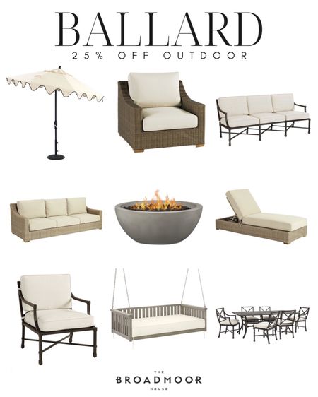 Ballard designs, outdoor furniture, patio furniture, fire pit, pool umbrella, porch swing, outdoor dining, patio sofa, lounge chair, outdoor dining chair, outdoor dining table

#LTKhome #LTKFind #LTKsalealert