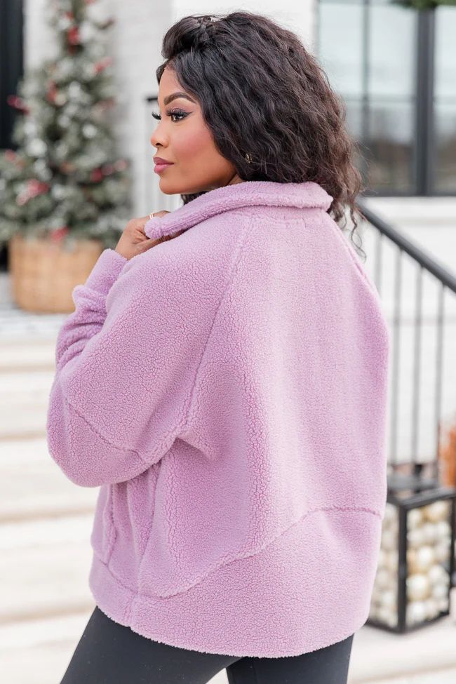 It Starts Now Purple Sherpa Quarter Zip Pullover DOORBUSTER | Pink Lily