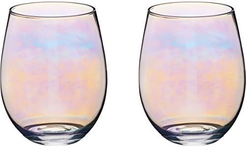 Barcraft Rainbow-Pearl Iridescent Tumbler Glasses, 600 ml (Set of 2), 8.5 x 8.5 x 11.7 cm, Multi-... | Amazon (US)
