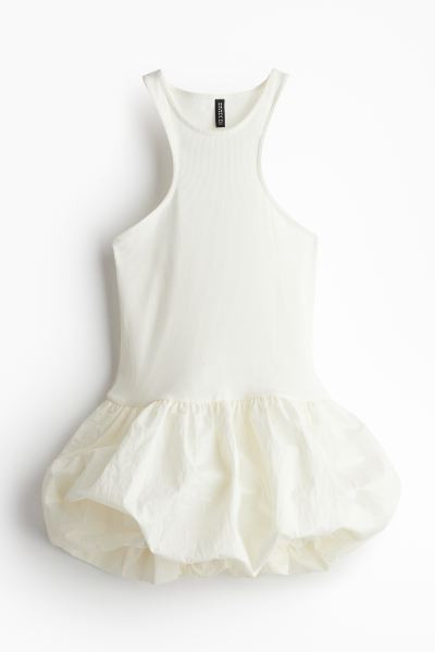 Sleeveless Bubble-hem Dress - Round Neck - Sleeveless - Cream - Ladies | H&M US | H&M (US + CA)