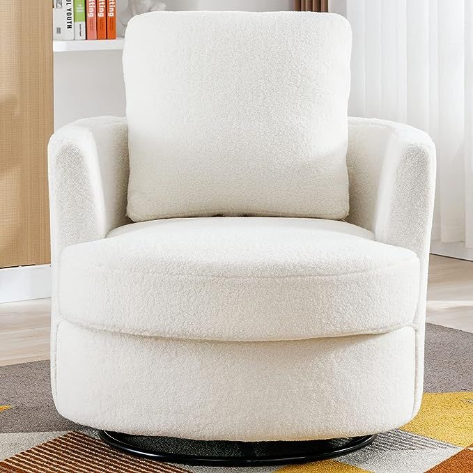 ODUWA Swivel Barrel Chair,31.9" W Modern Round Accent Arm Chairs Teddy Sherpa Upholstered Comfy 3... | Amazon (US)