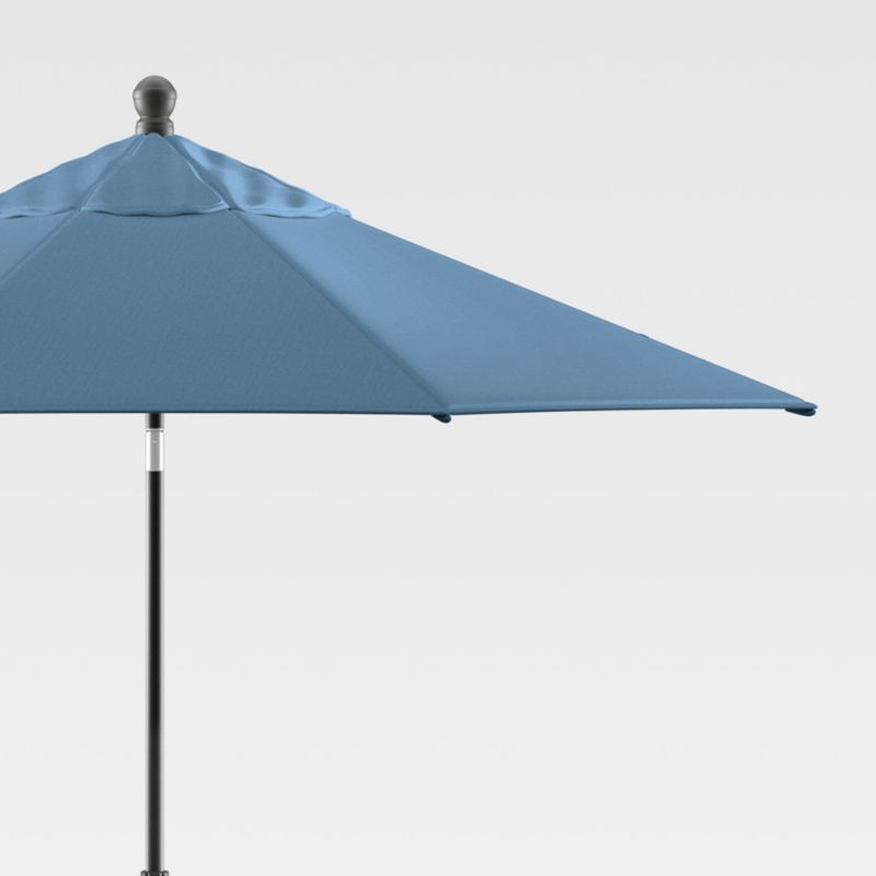9' Round Sunbrella Sapphire Patio Umbrella with Black Frame + Reviews | Crate and Barrel | Crate & Barrel
