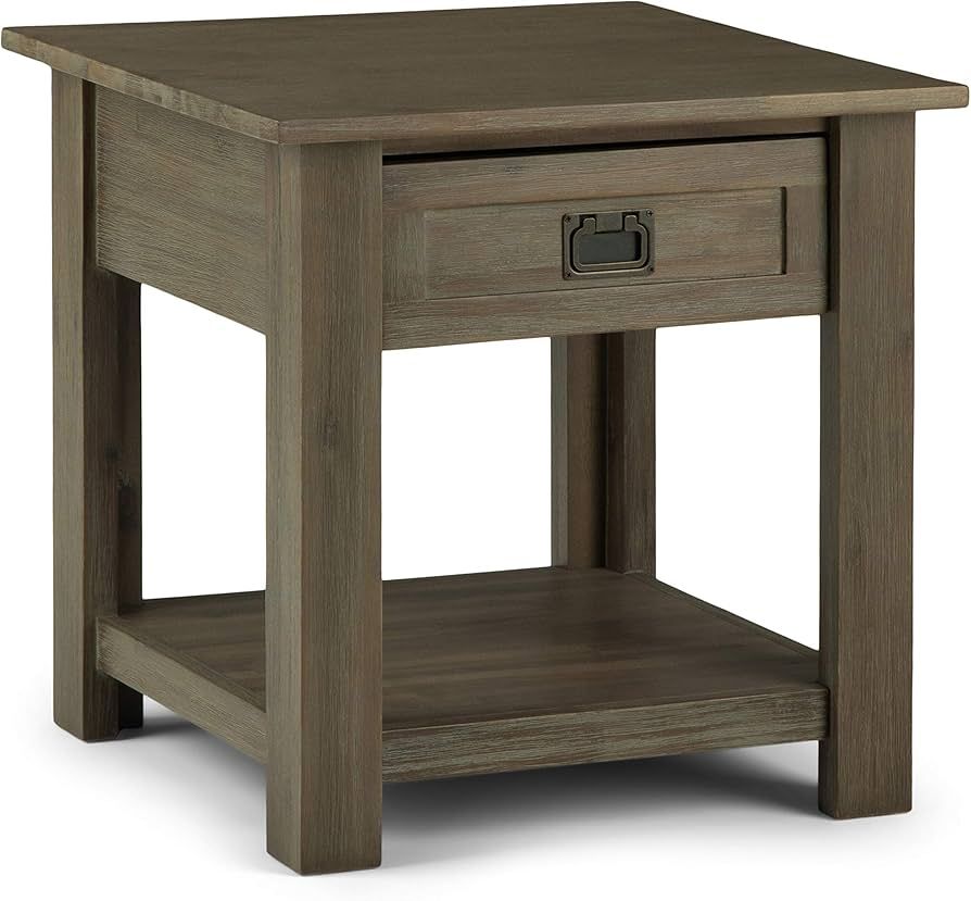 SIMPLIHOME Monroe SOLID ACACIA WOOD 22 inch Wide Square Rustic End Table in Distressed Grey with ... | Amazon (US)