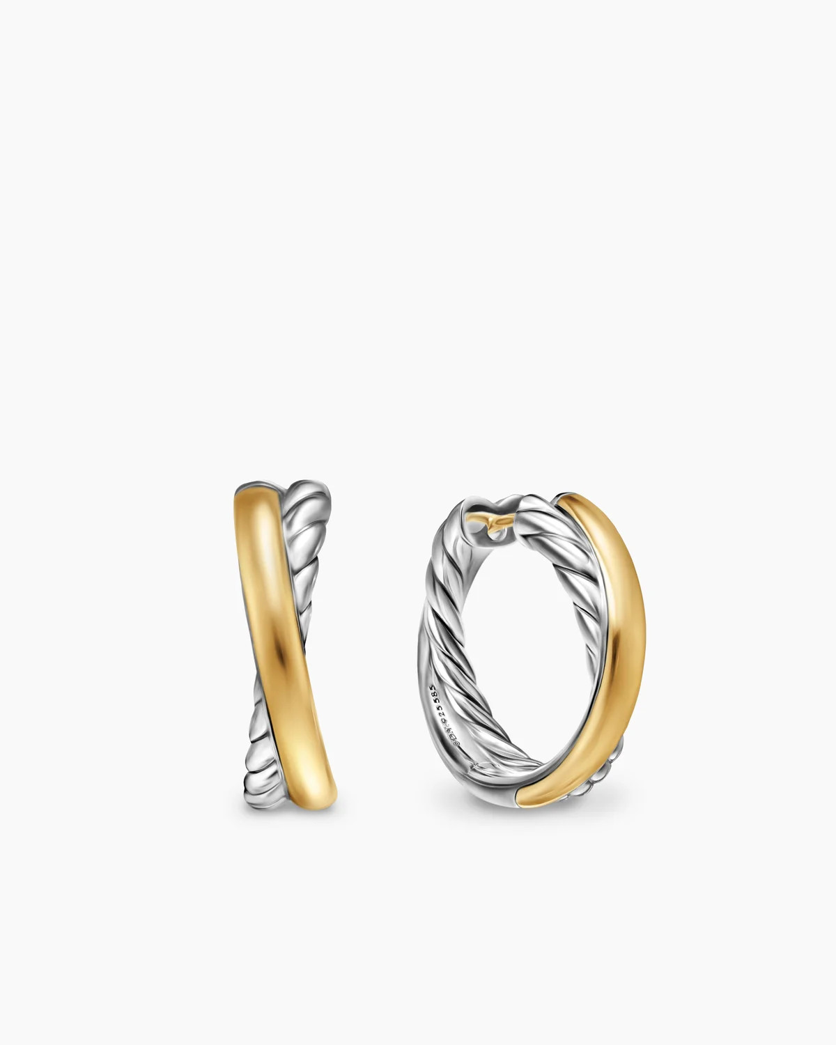David Yurman | Crossover Hoop Earrings in Sterling Silver with 14K Yellow Gold, 22.4mm | David Yurman