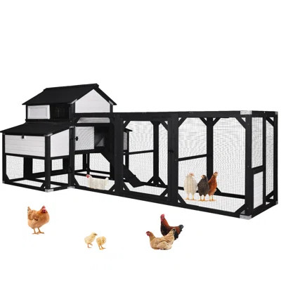 Chicken Coop Extra Large Chicken House 41.3ft² For 8-10 Chickens Outdoor Wooden Hen House Poultry Cage With 6 Nesting Boxes, 6 Perches, Large Run 118 | Wayfair North America