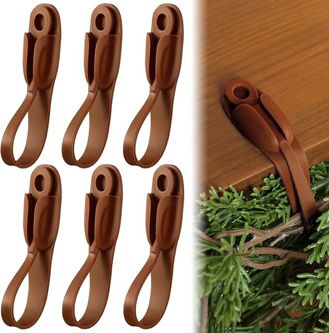 6 Pcs Christmas Garland Hanger for Mantle Garland Hooks Wreath Ties Stocking Holder Reusable Sili... | Amazon (US)