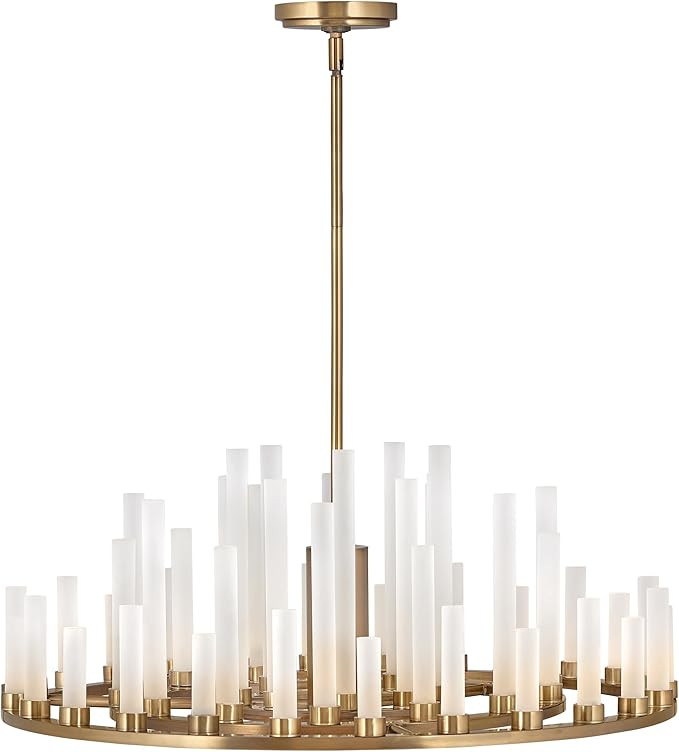 Trinity Collection 27.25" 27W Integrated LED Medium Chandelier, Heritage Brass w/Frosted Glass | Amazon (US)