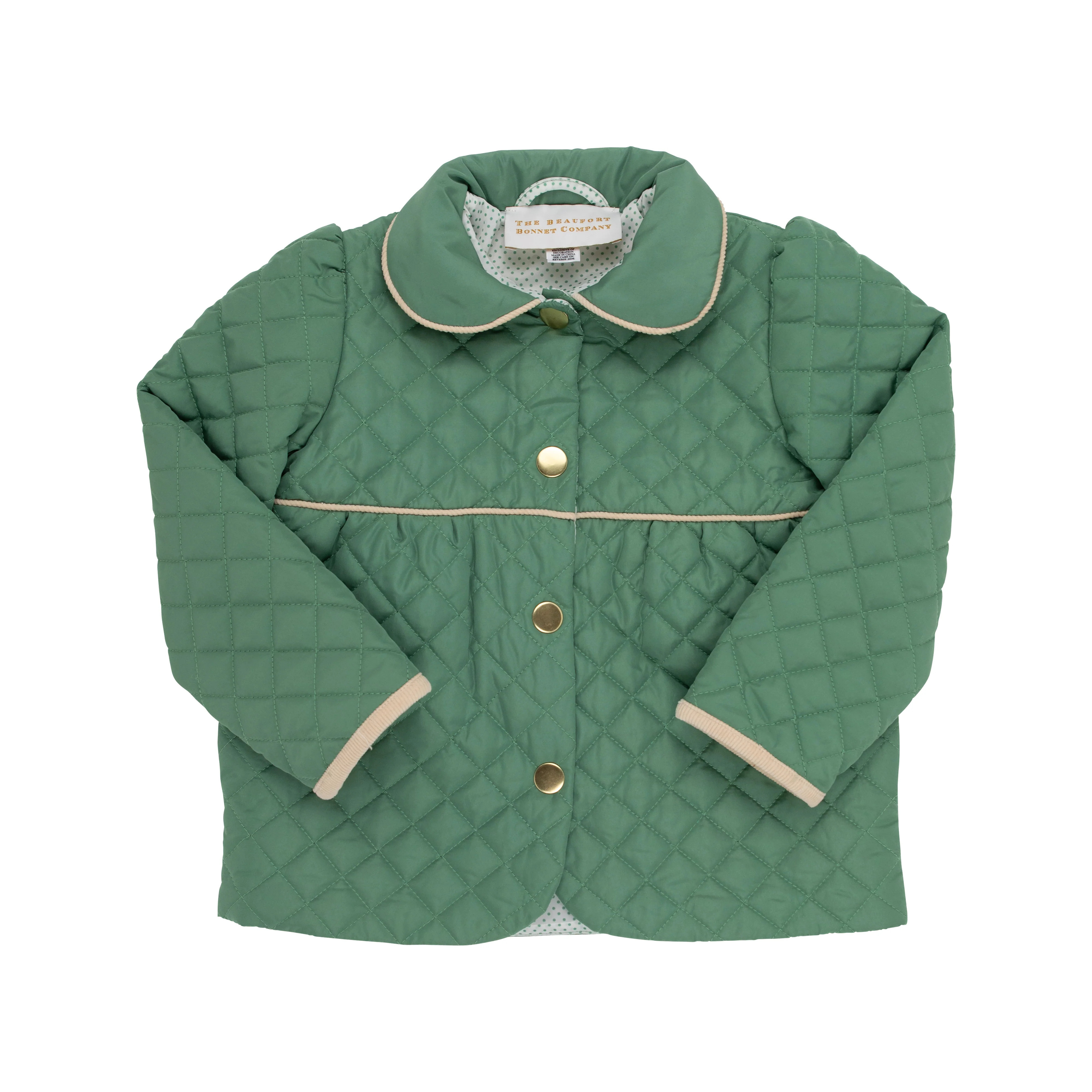 Carlyle Quilted Coat - Gallatin Green with Brass Buttons | The Beaufort Bonnet Company