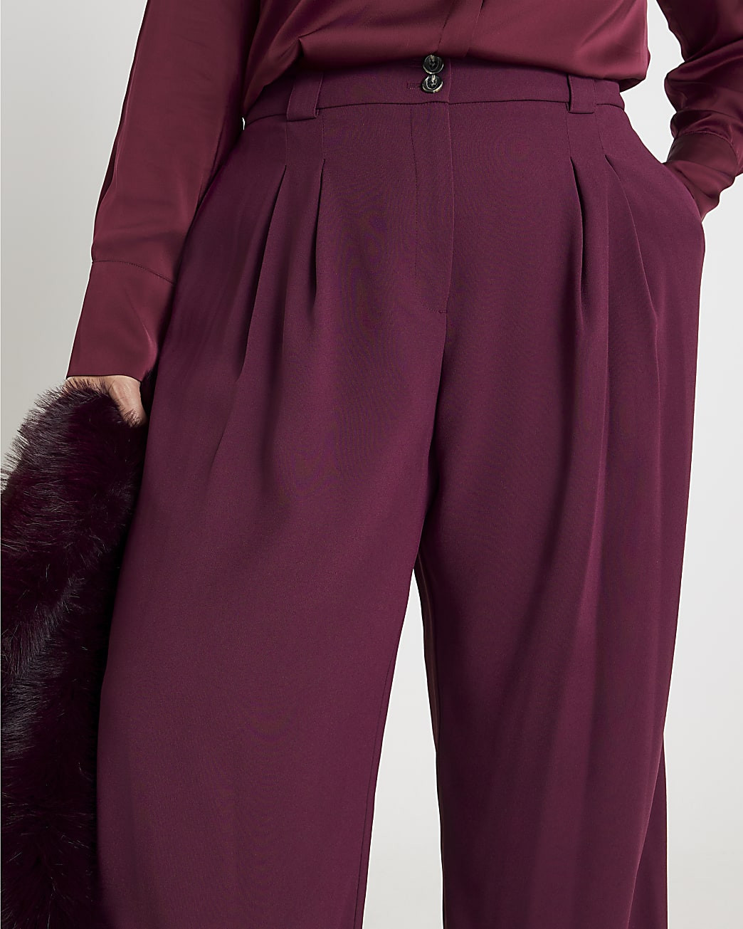 Red Wide Leg Tailored Trousers | River Island UK & IE