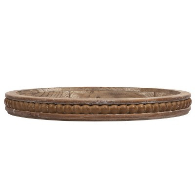 Storied Home Decorative Round Wood Tray with Hobnail Edge, Natural | Target