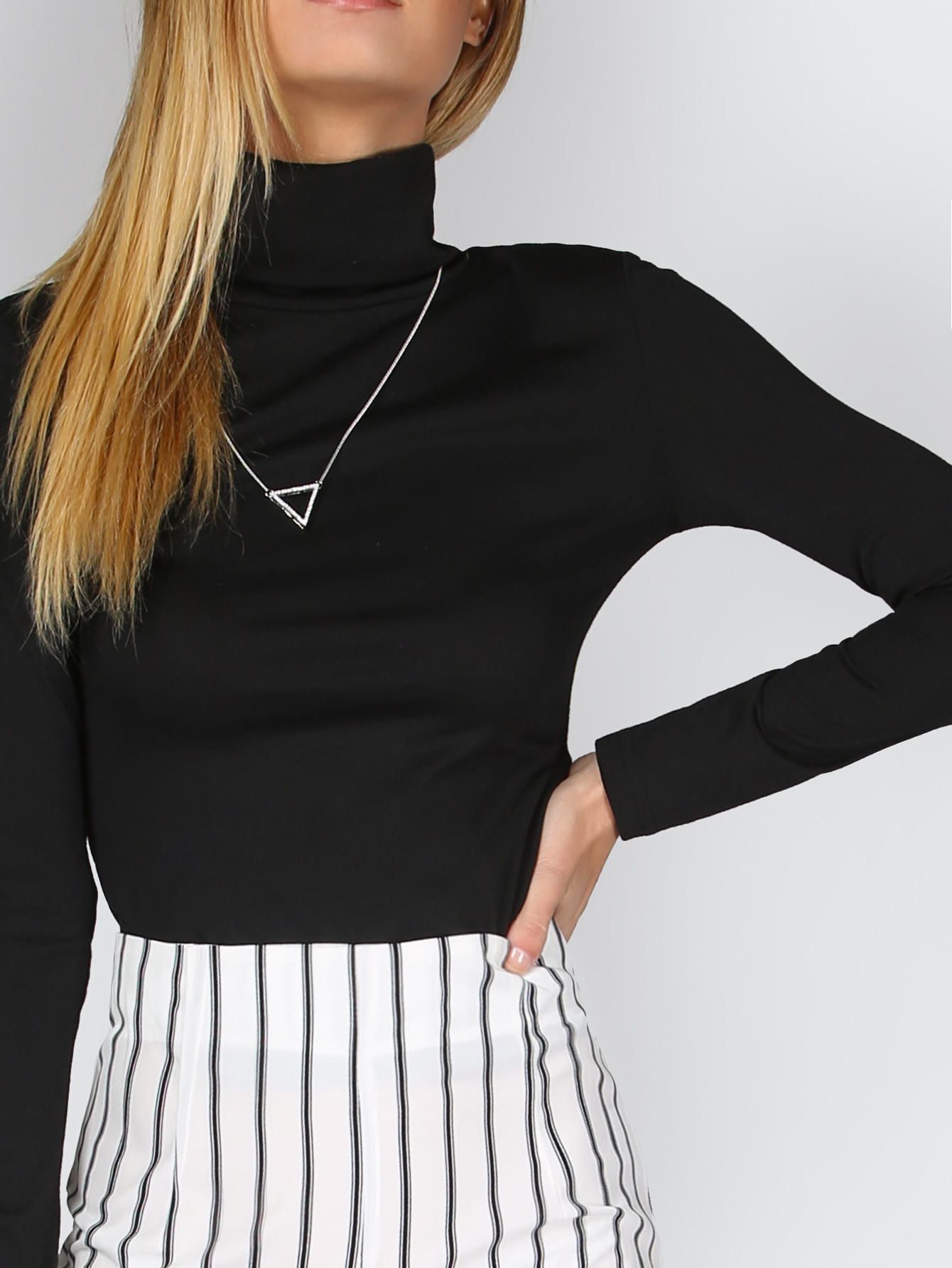 Turtleneck Ribbed Slim Fit T | SHEIN