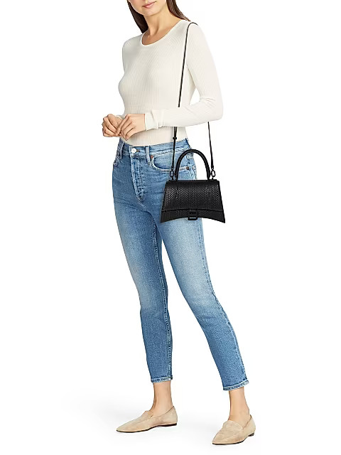 Small Hourglass Viper-Embossed Leather Top Handle Bag | Saks Fifth Avenue