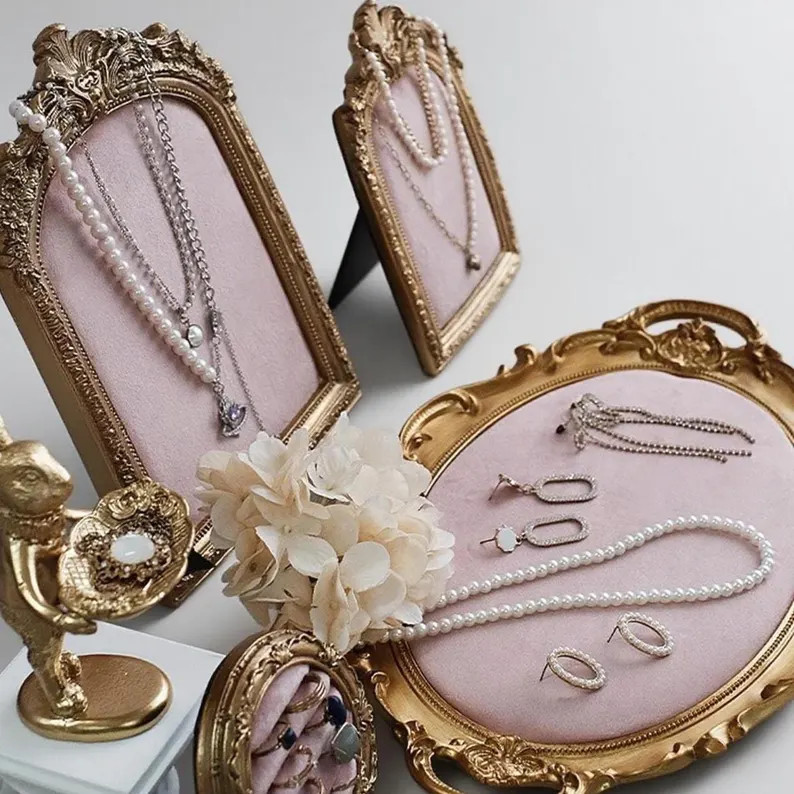 Baroque Pink Velvet Jewelry Holder: Necklace Ring Organizer,Pink Bust Display, Vanity Decor | Etsy (US)