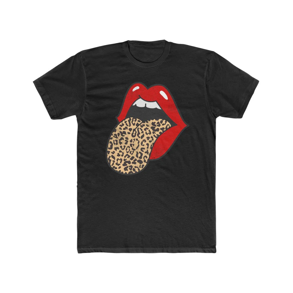 Red Lips Leopard Tongue Out Distressed Unisex Tee | Always Stylish Mama