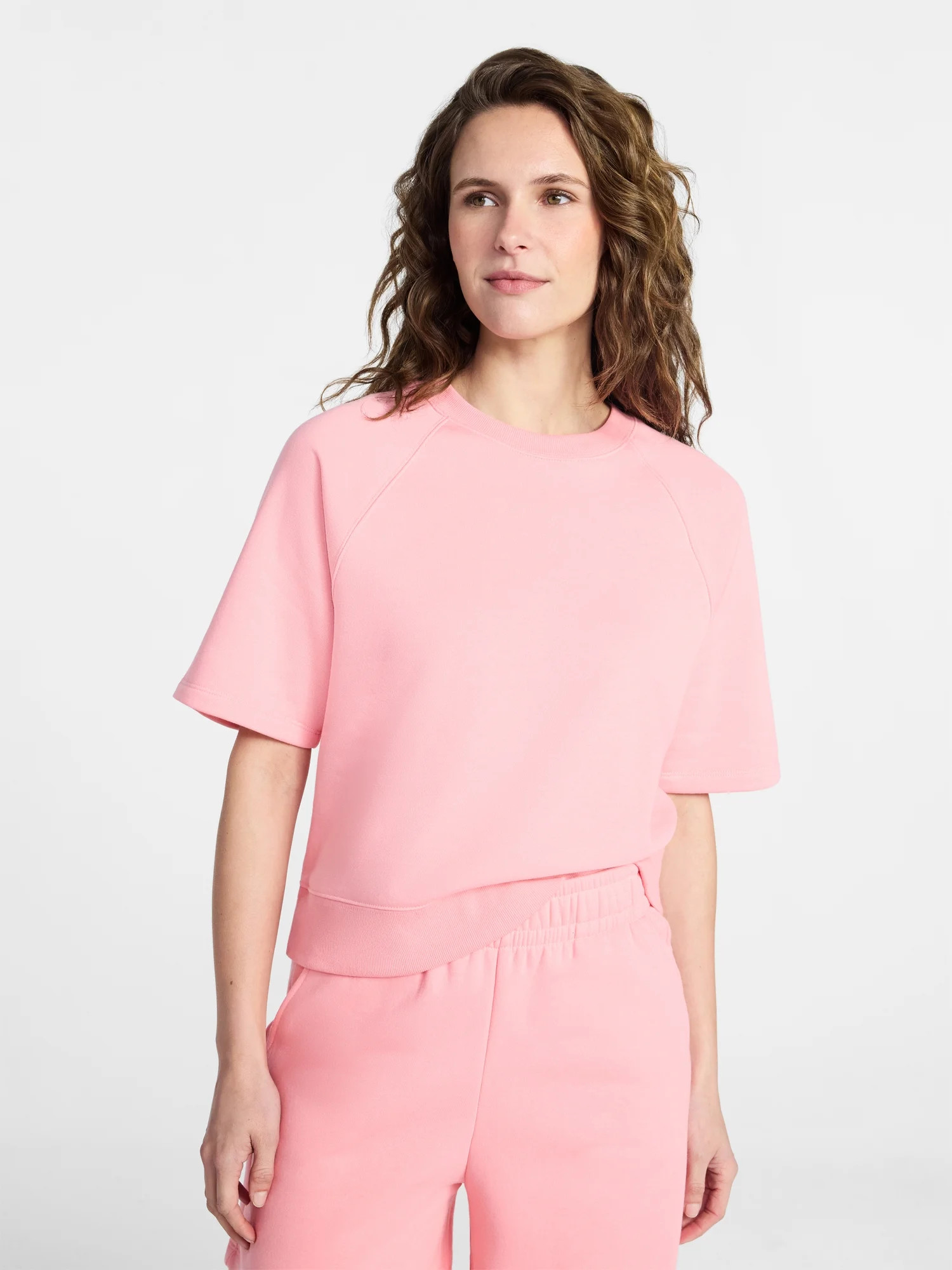 Time and Tru Women's Boxy Sweatshirt with Short Sleeves, Size XS-XXXL | Walmart (US)