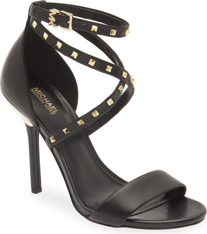 Astrid Stud Ankle Strap Sandal Black Shoes High Heels Outfit Summer Shoes Outfits Business Casual | Nordstrom