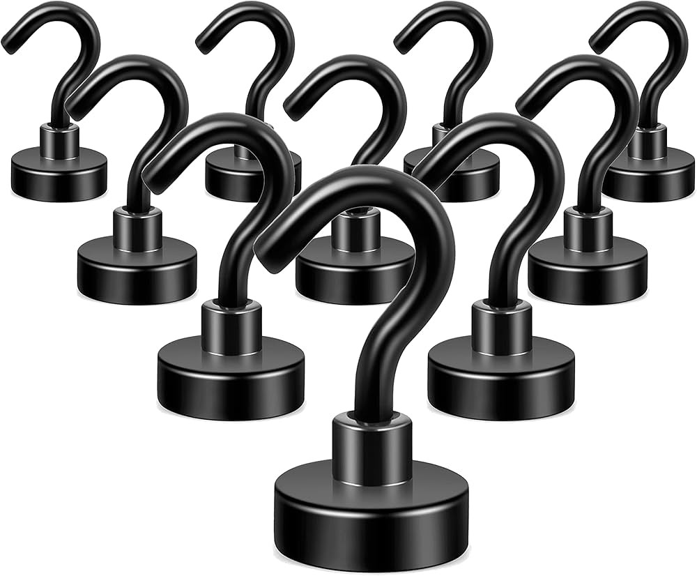 Neosmuk Black Magnetic Hooks, 25 lb+ Heavy Duty Earth Magnets with Hook for Refrigerator, Extra S... | Amazon (CA)