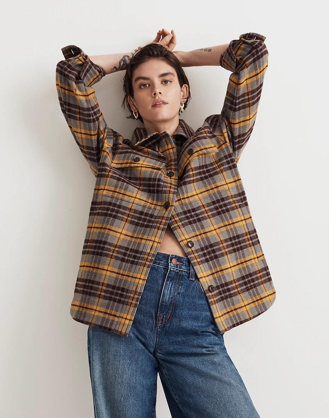 Twill Oversized Shirt-Jacket in Plaid | Madewell