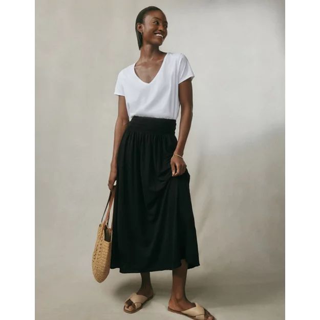 Shirred-Waist Linen-Jersey Skirt | Skirts & Shorts | The  White Company | The White Company (UK)
