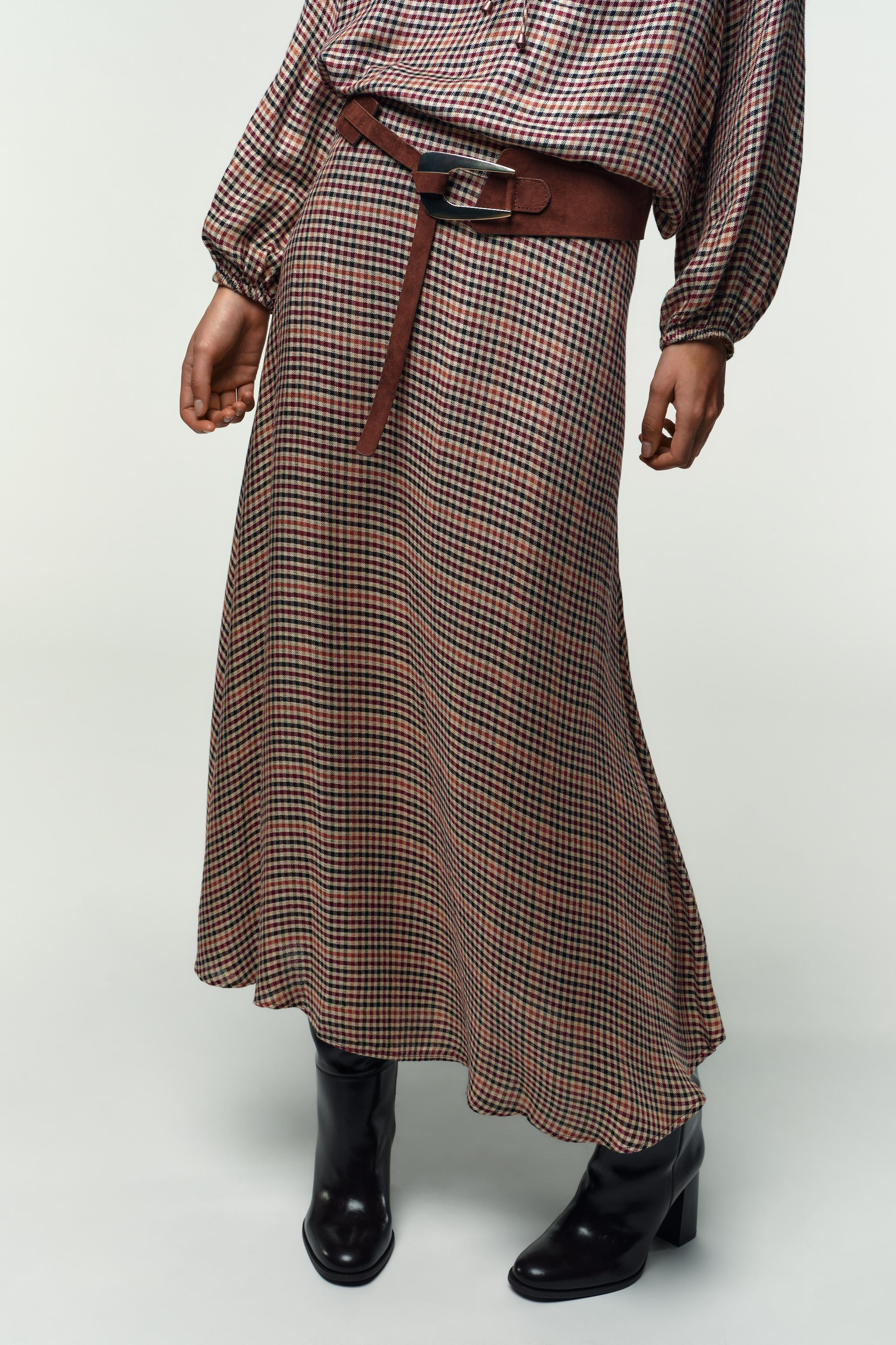 PLAID SKIRT WITH BELT | Zara Canada