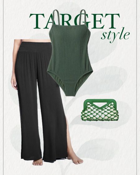Target vacation style. How gorgeous is this green one piece swimsuit. 
Love this summer clutch bag. 
And black wide leg flowy pants are perfect for a summer day!


Target style target outfit fashion over 40
Black pants one piece swimsuit spring break outfit beach wedding

#LTKFind #LTKunder50 #LTKtravel