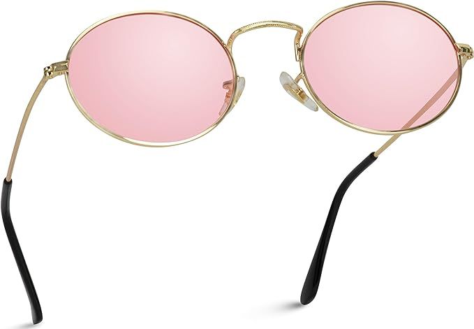 WearMe Pro - Small Oval Metal Frame Tinted Lens Sunglasses | Amazon (US)