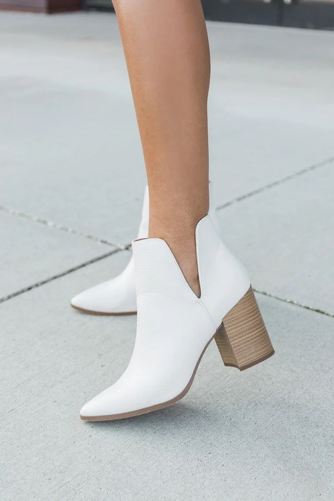 Darleen White Croc Side Slit Booties | The Pink Lily Boutique