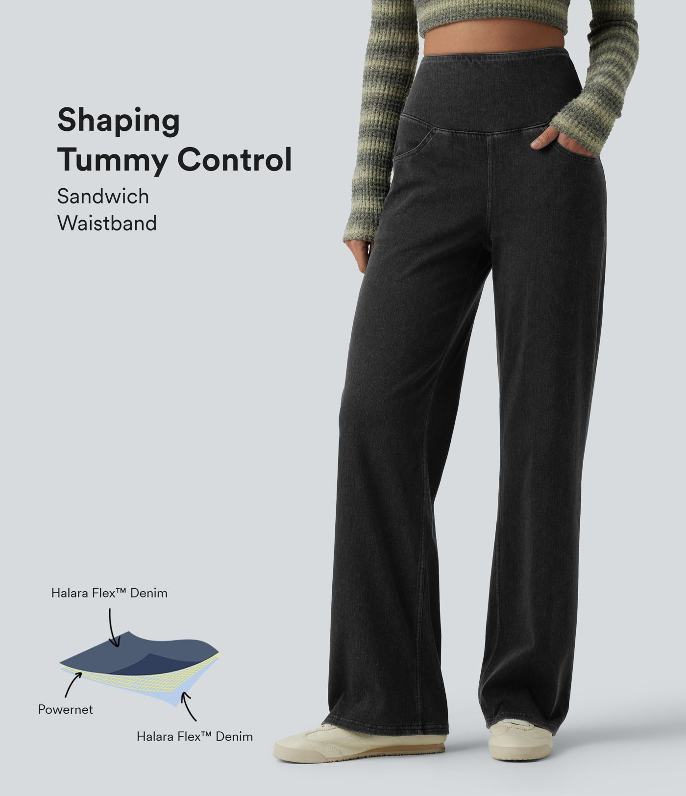 Women’s Halara Flex™ High Waisted Tummy Control Straight Leg Casual Jeans with Pockets - Hala... | HALARA