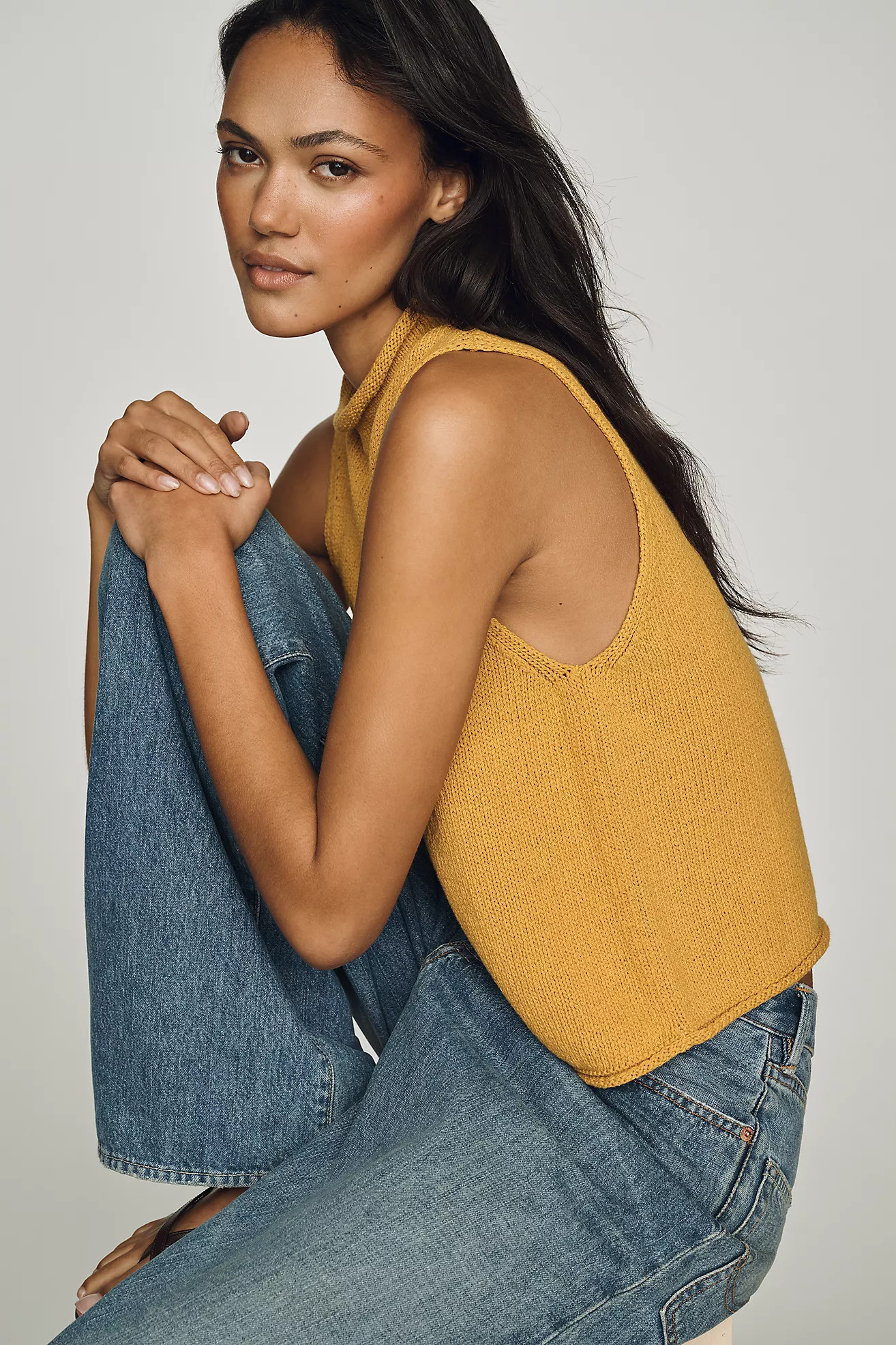 Pilcro 100% Cotton Roll Neck Sweater Tank | Anthropologie (US)