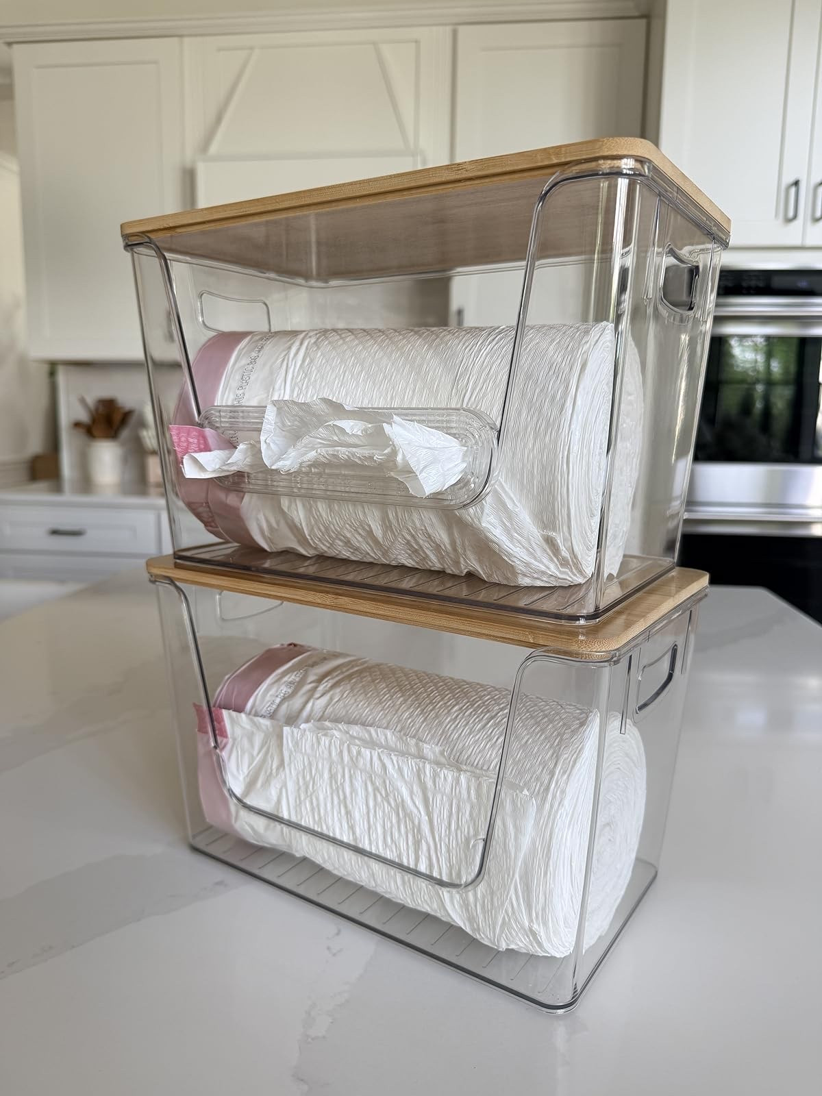 Keep your kitchen organized with these clear pantry organizers! Perfect for trash bags. #kitchenhacks #AmazonFinds

#LTKHome #LTKdayinmylife