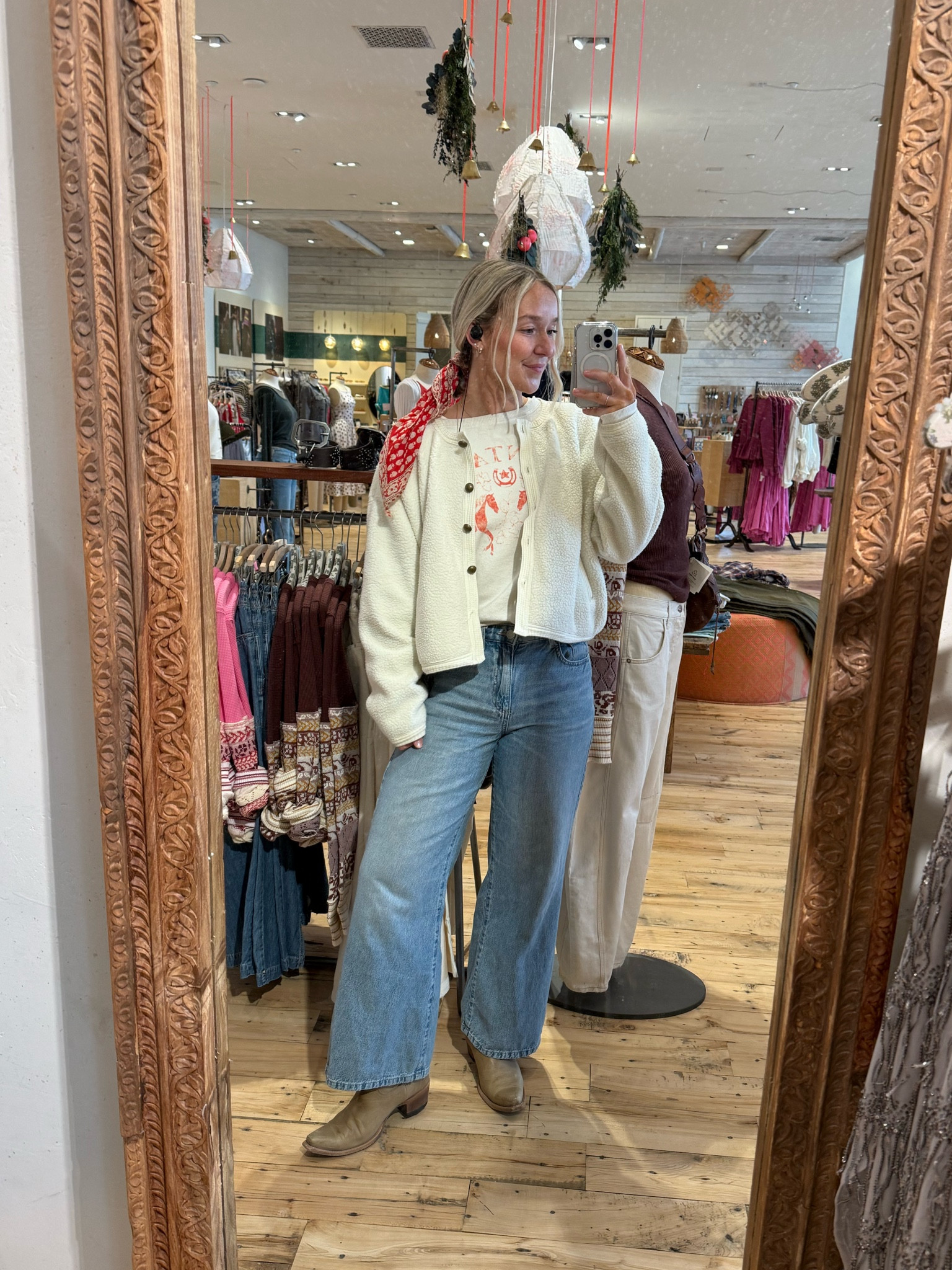 Free people ootd. Hug me Sherpa in size small. Montana Camden in size XS. ❤️👢

#LTKSaleAlert #LTKFindsUnder100 #LTKSeasonal