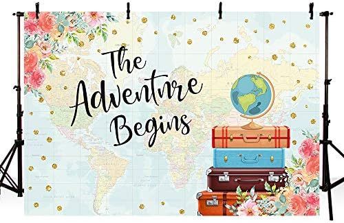 MEHOFOTO Adventure Begins Baby Shower Party Decorations Backdrop Vintage Red Floral Suitcases Tra... | Amazon (US)