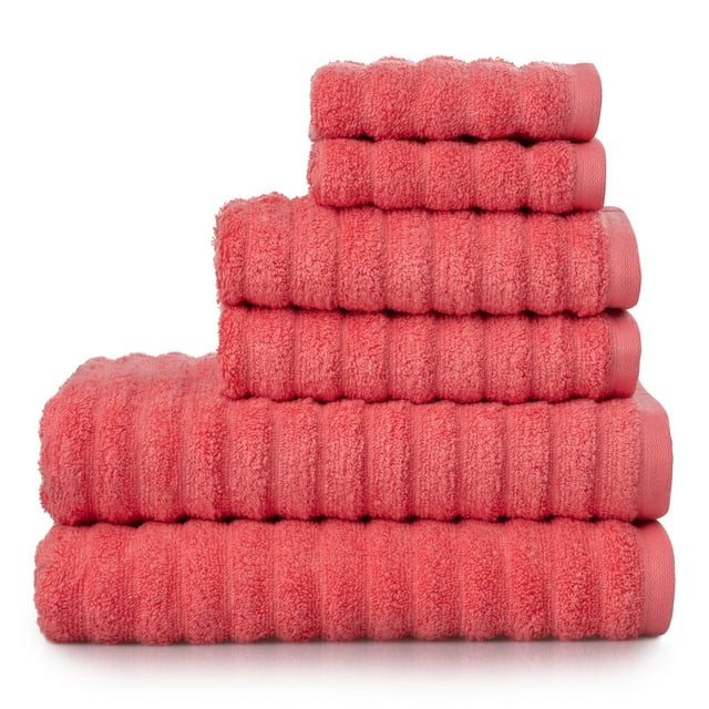 Mainstays Performance 6-Piece Towel Set, Textured Island Coral | Walmart (US)