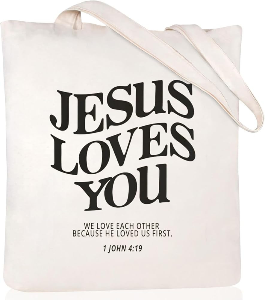 Andeiltech Canvas Christian Tote Bags Bible Canvas Bag Faith-Inspired Graphic Book Tote for Churc... | Amazon (US)