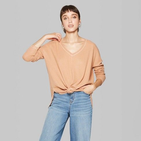 Women's Long Sleeve V-Neck Cozy T-Shirt - Wild Fable™ | Target