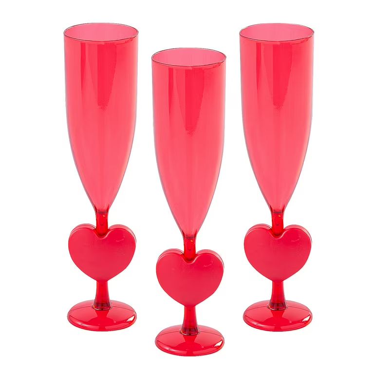 Valentine’s Day Heart Plastic Champagne Flutes - 12 Pc. | Walmart (US)